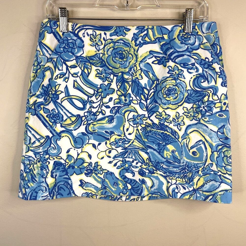 Lilly Pulitzer Artsy Zodiac Sign Skirt Sz 4 Blue Astrology Horoscope Celestial